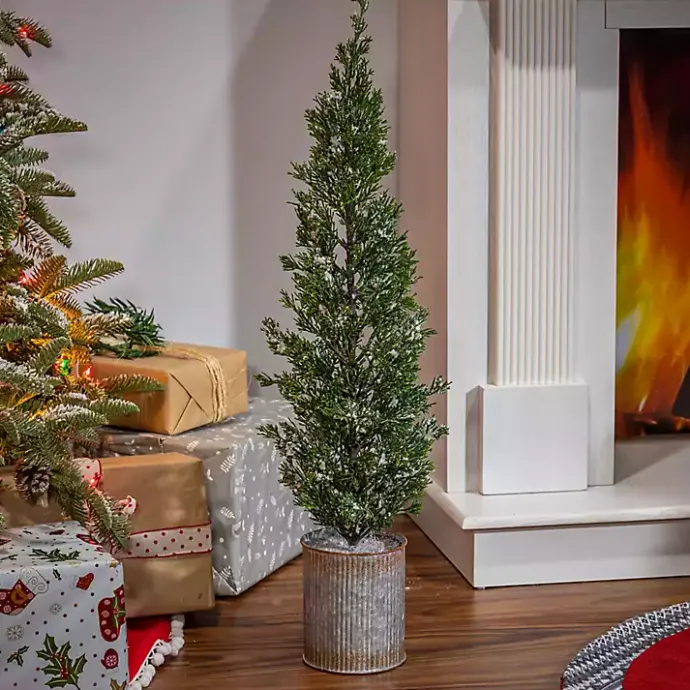 Outlet Kirklands Home Galvanized Bucket Snowy Christmas Tree, 35 in. Green