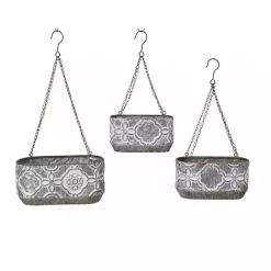Hot Kirklands Home Galvanized Hanging Bucket Planters, Set of 3 Silver