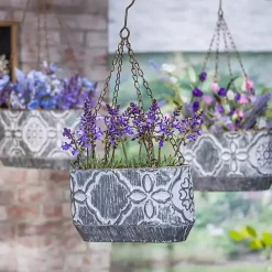 Hot Kirklands Home Galvanized Hanging Bucket Planters, Set of 3 Silver