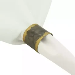 Best Kirklands Home Galvanized Metal Gold Rim Napkin Rings, Set of 4