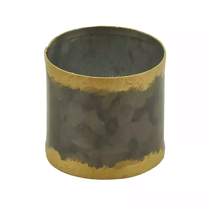 Best Kirklands Home Galvanized Metal Gold Rim Napkin Rings, Set of 4