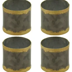 Best Kirklands Home Galvanized Metal Gold Rim Napkin Rings, Set of 4
