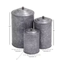 Kirklands Home Galvanized Metal Lid 3-pc. Decorative Jar Set Silver