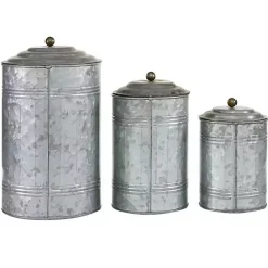 Kirklands Home Galvanized Metal Lid 3-pc. Decorative Jar Set Silver