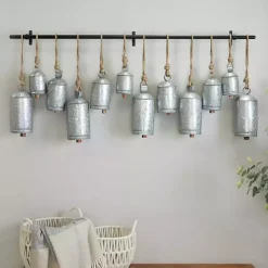 Kirklands Home Galvanized Round Bells Wall Plaque Silver