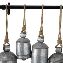 Kirklands Home Galvanized Round Bells Wall Plaque Silver