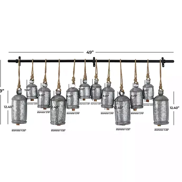 Kirklands Home Galvanized Round Bells Wall Plaque Silver