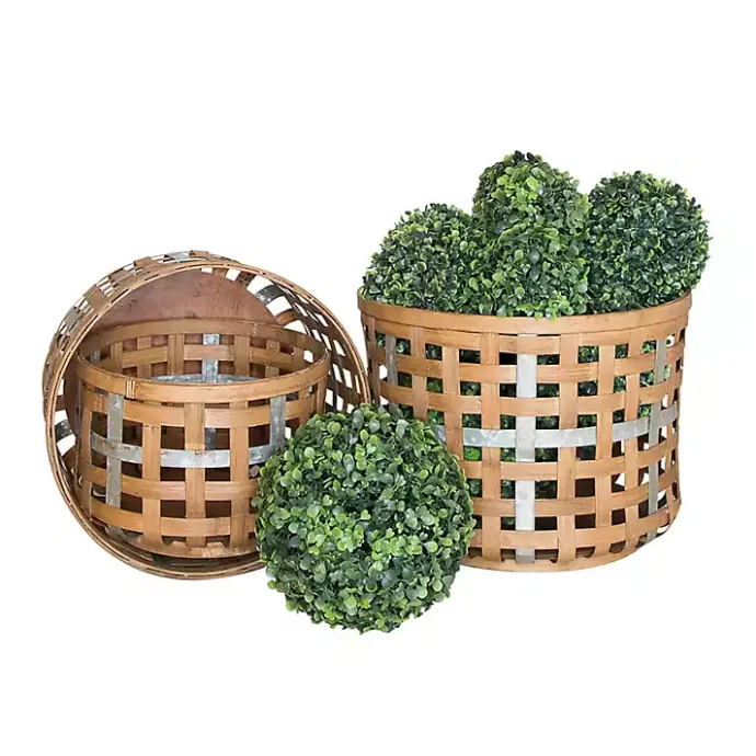 Outlet Kirklands Home Galvanized Woven Wicker Baskets, Set of 3