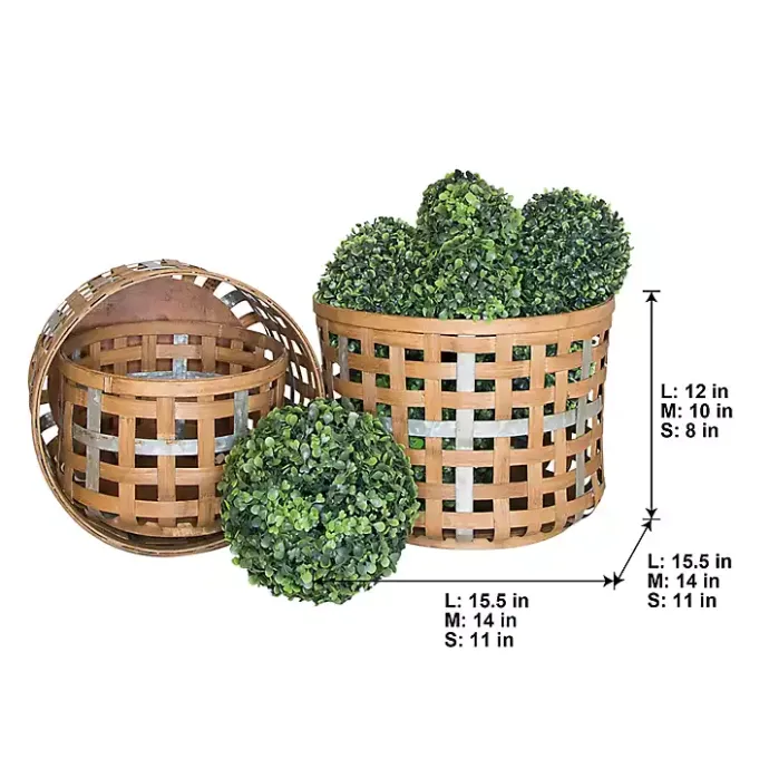 Outlet Kirklands Home Galvanized Woven Wicker Baskets, Set of 3