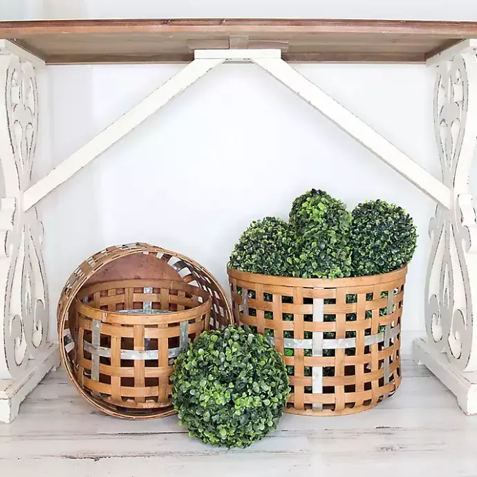 Outlet Kirklands Home Galvanized Woven Wicker Baskets, Set of 3