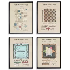 Sale Kirklands Home Game Boards Patents Framed Art Prints, Set of 4