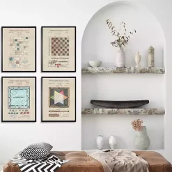 Sale Kirklands Home Game Boards Patents Framed Art Prints, Set of 4