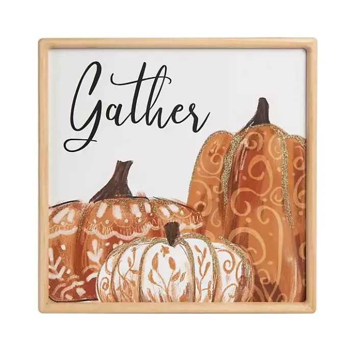 Best Kirklands Home Gather Pumpkins Framed Wall Plaque