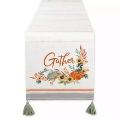 Sale Kirklands Home Gather with Pumpkin Harvest Table Runner White