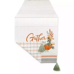 Sale Kirklands Home Gather with Pumpkin Harvest Table Runner White