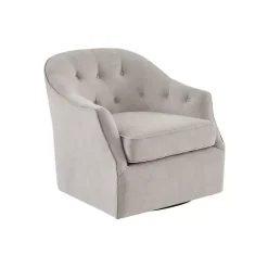 Kirklands Home Gayla Taupe Button Tufted Swivel Accent Chair Gray