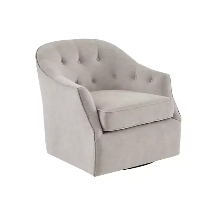 Kirklands Home Gayla Taupe Button Tufted Swivel Accent Chair Gray