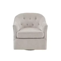 Kirklands Home Gayla Taupe Button Tufted Swivel Accent Chair Gray
