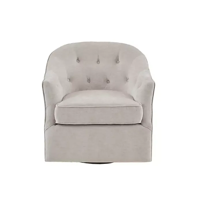Kirklands Home Gayla Taupe Button Tufted Swivel Accent Chair Gray