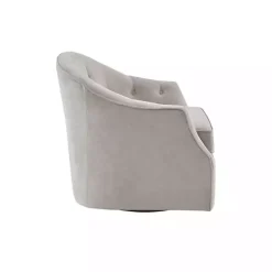 Kirklands Home Gayla Taupe Button Tufted Swivel Accent Chair Gray