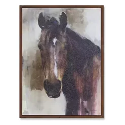 Sale Kirklands Home Gazing Horse Framed Cavnas Art Print Brown