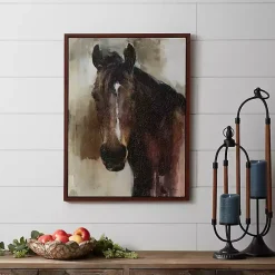 Sale Kirklands Home Gazing Horse Framed Cavnas Art Print Brown