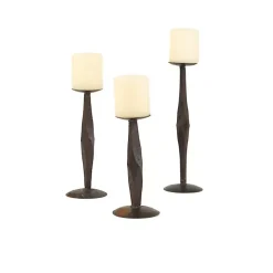 New Kirklands Home Geometric Diamond Candle Holders, Set of 3 Brown
