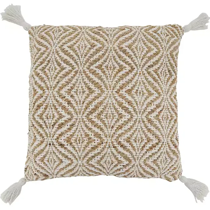 Best Kirklands Home Geometric Woven Jute Tassel Throw Pillow
