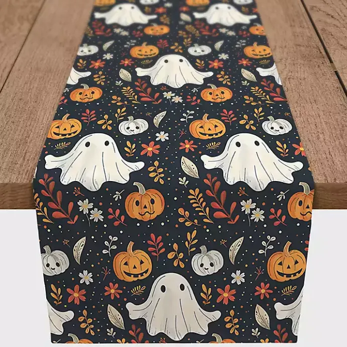 Kirklands Home Ghosts and Pumpkins Halloween Table Runner, 90 in.