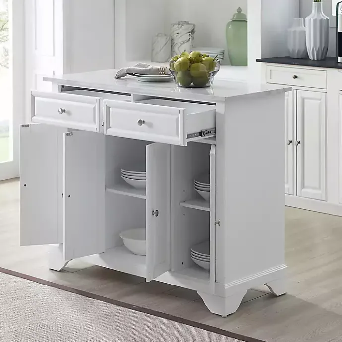 New Kirklands Home Gia All Marble Kitchen Island White