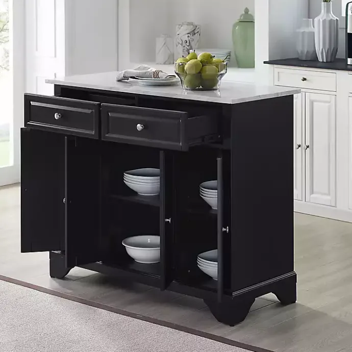 Discount Kirklands Home Gia Black and White Marble Kitchen Island