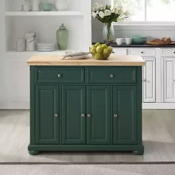 Hot Kirklands Home Gia Forest Green Wood Kitchen Island