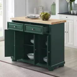 Hot Kirklands Home Gia Forest Green Wood Kitchen Island