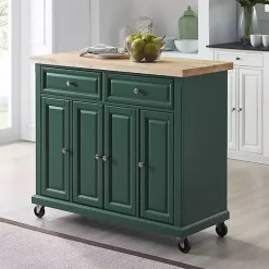 Hot Kirklands Home Gia Forest Green Wood Kitchen Island