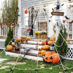 Outlet Kirklands Home Giant Spider Web Outdoor Halloween Decoration White