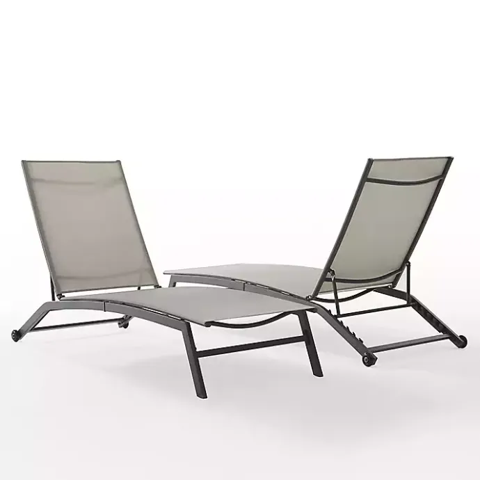 Kirklands Home Gibson Gray Mesh Outdoor Loungers, Set of 2