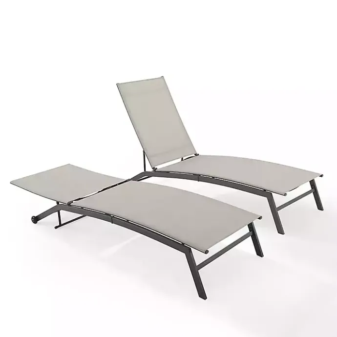 Kirklands Home Gibson Gray Mesh Outdoor Loungers, Set of 2