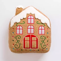 New Kirklands Home Gingerbread House Shaped Christmas Pillow