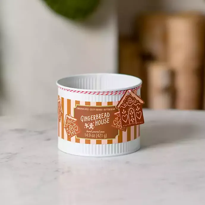 Kirklands Home Gingerbread House Tin Jar Candle