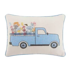 Best Kirklands Home Gingham Truck Embroidered Lumbar Pillow
