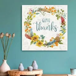 Best Kirklands Home Give Thanks Wreath Canvas Art Print Multi