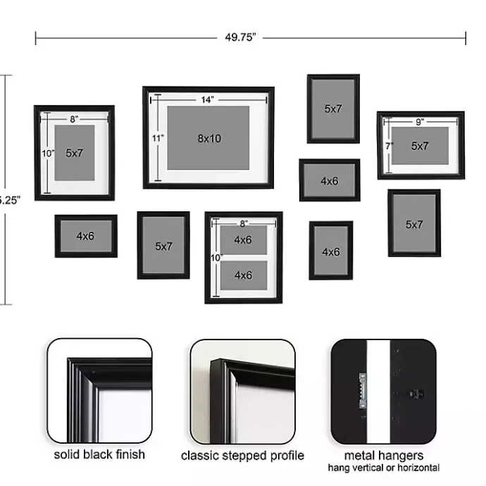 Clearance Kirklands Home Glam Black 10-pc. Gallery Wall Frame Set