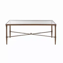 Discount Kirklands Home Glass and Metal Rectangle Porter Coffee Table Gold