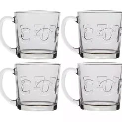 Clearance Kirklands Home Glass Embossed Coffee Mugs, Set of 4 Clear