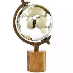 Sale Kirklands Home Glass Globe on Wooden Stand Brown