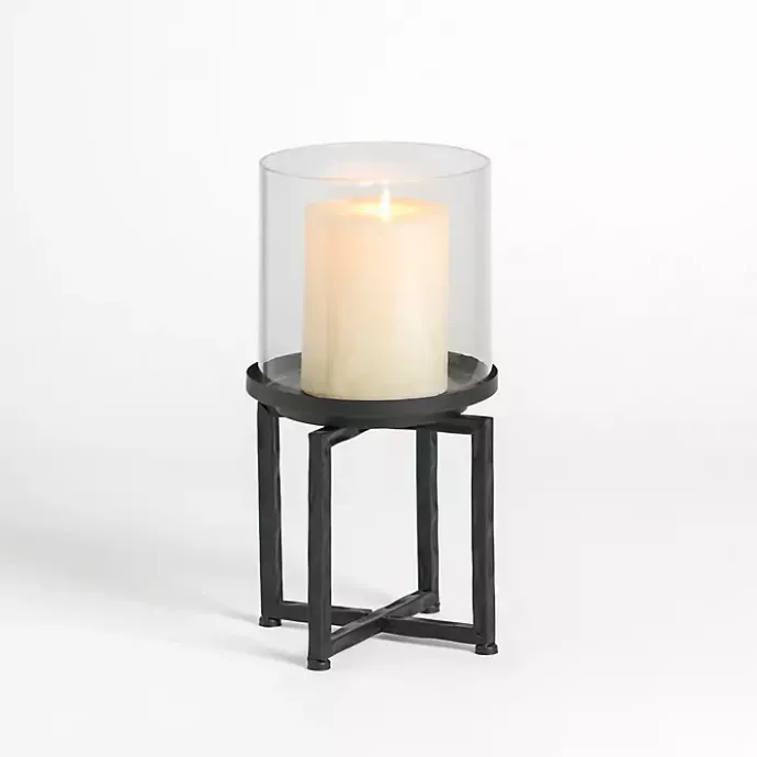 Clearance Kirklands Home Glass Hurricane with Black Metal Stand, 16 in.