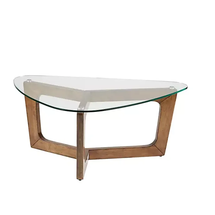Sale Kirklands Home Glass Triangular Walker Coffee Table Brown