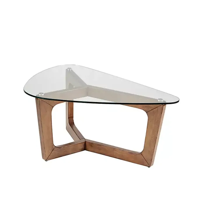 Sale Kirklands Home Glass Triangular Walker Coffee Table Brown