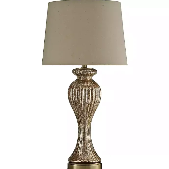 Clearance Kirklands Home Glimmer Bronze Glass Table Lamp Tan