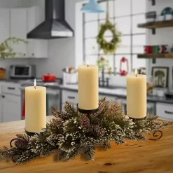 Online Kirklands Home Glitter Bristle Pine Candle Centerpiece Green